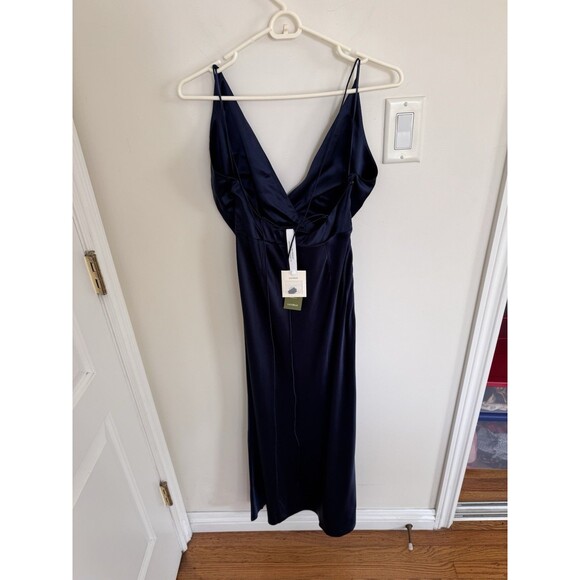 Lilysilk Back Tie 100% Mulberry Silk Maxi Dress Navy Blue Size 4 - Picture 6 of 9